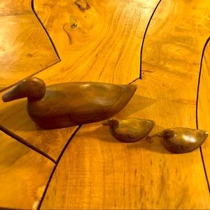 1970s Duck Decoy Solid Wood Figures Set of 3